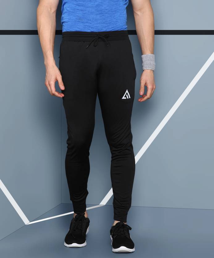 Adrenex Men Solid Black Track Pants