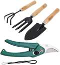 AGT Garden Tool Set Big Trowel, Hand Fork, Hand Rake & Pruner/Cutter