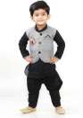 Boys Cotton Blend Kurta, Waistcoat and Pyjama Set (Pack of 1)